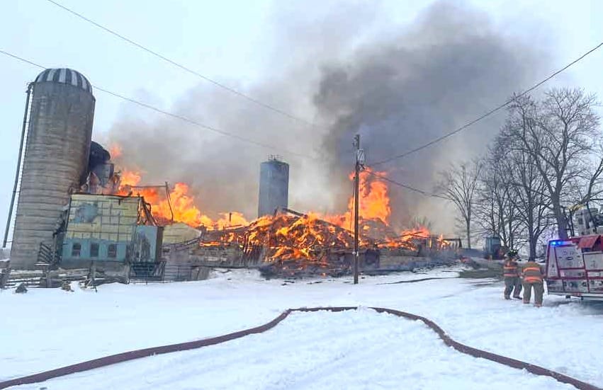 Barn destroyed by fire; 50 cattle saved