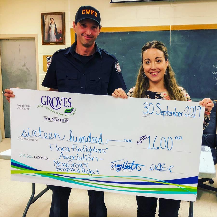 Elora Firefighters' Association make donation to Groves hospital post image