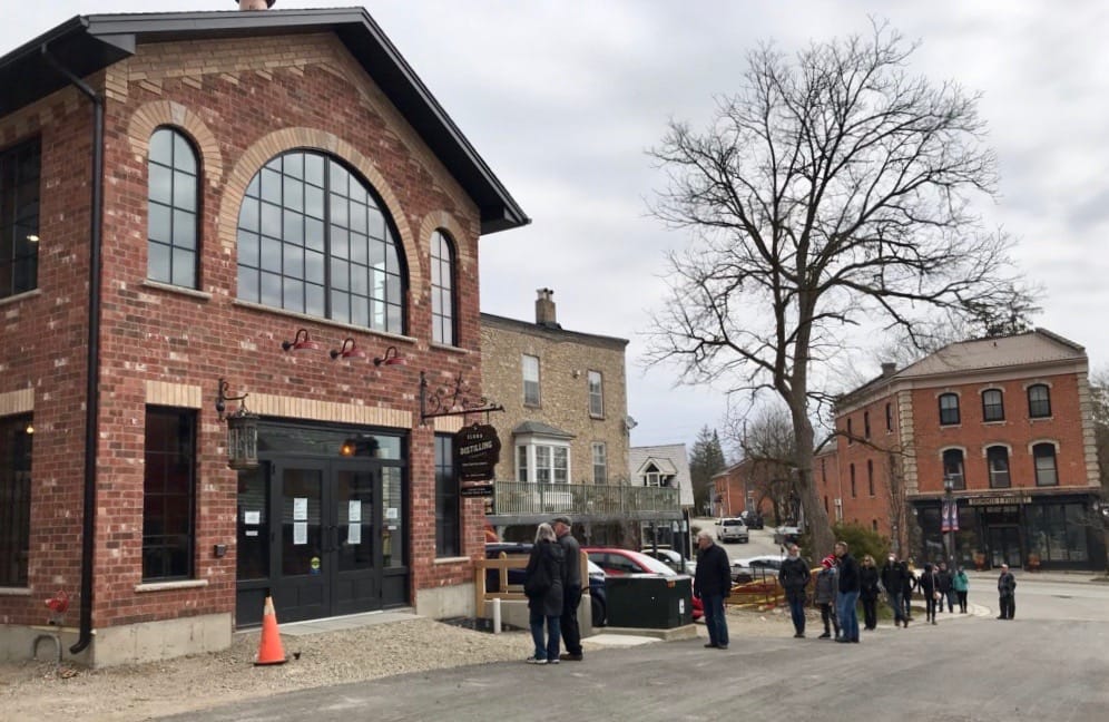 Hand sanitizer, not spirits, for sale at opening of Elora Distilling Company post image