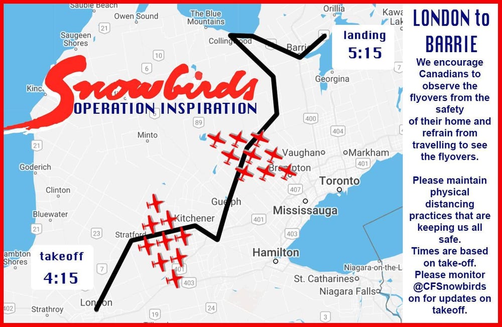 Snowbirds flyover on Sunday will include portion of Wellington County post image