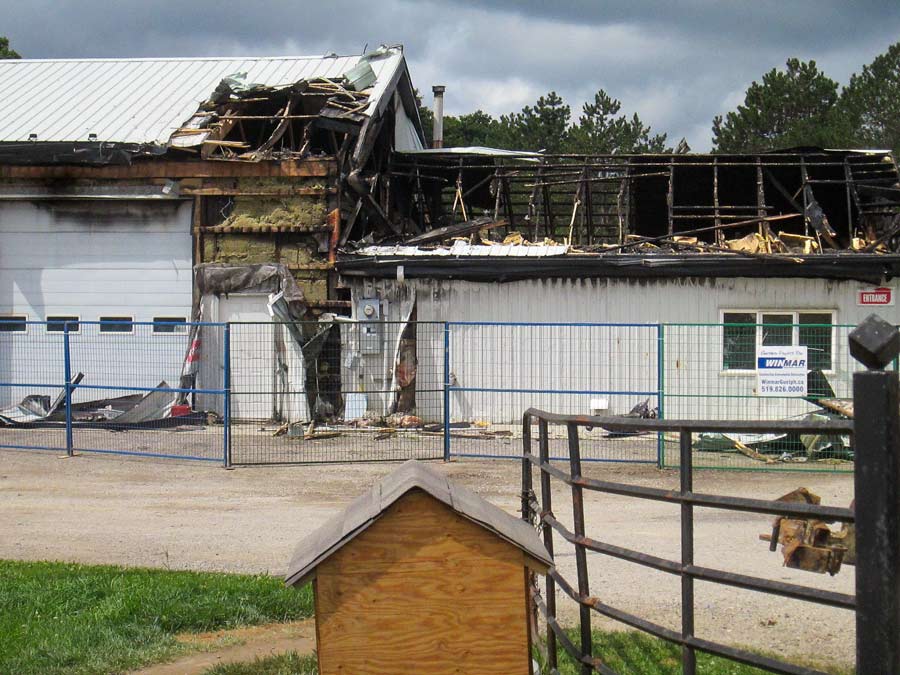 Early morning fire damaged John's Towing building east of Mount Forest post image