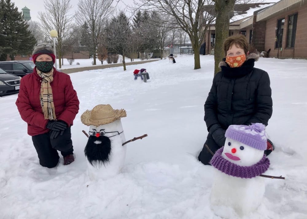 Residents use snow sculptures to bring cheer to Caressant Care residents, staff post image