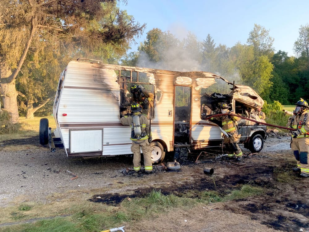 Motor home destroyed in vehicle fire Monday evening post image