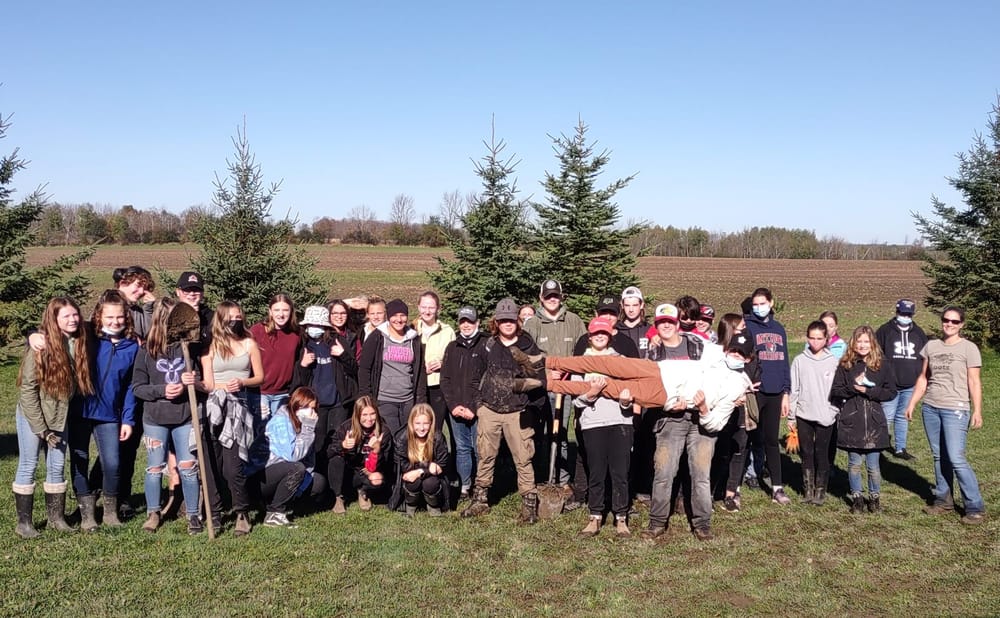 Students, staff transplant 80 trees on high school property post image