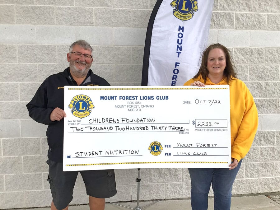 Mount Forest Lions make donation to Food and Friends program post image
