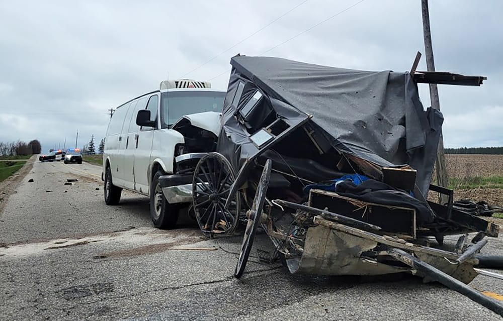 Five people injured after horse and buggy, van collide post image
