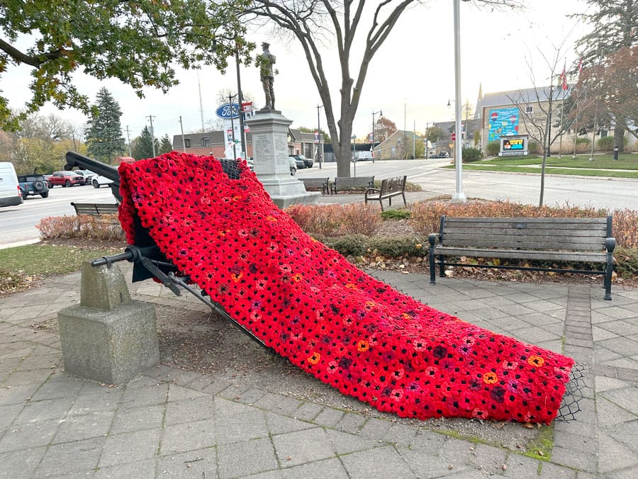 Harriston Legion's poppy banner unveiled at local cenotaph post image