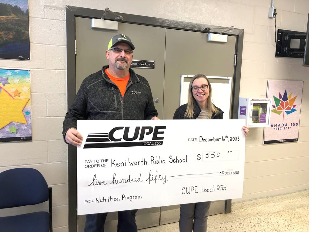 CUPE Local 255 presents cheques to Wellington County schools post image