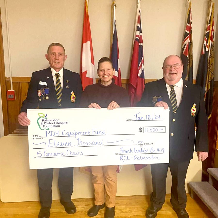 Palmerston Legion Branch 409 presents $11,000 to PDH Foundation Equipment Fund post image