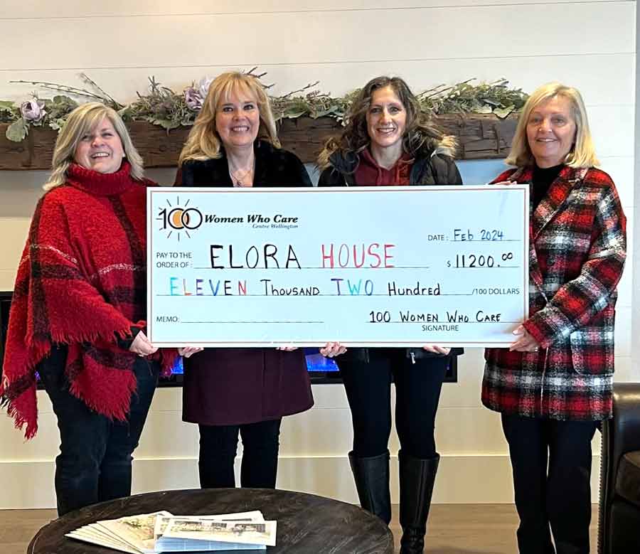 100 Women Who Care Centre Wellington present cheque for $11,200 to Elora House post image