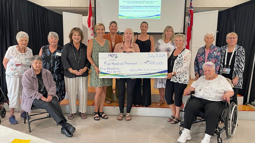 Residents of Pine Meadows reach milestone: $500,000 gift to Groves Hospital Foundation post image