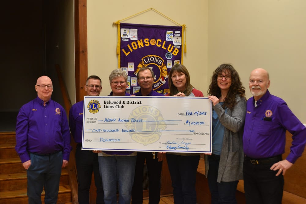 Belwood and District Lions Club donate to Arthur Animal Rescue post image