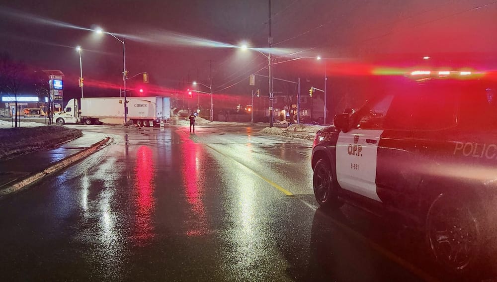 Pedestrian hit by transport truck at Fergus intersection post image