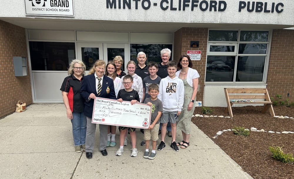 Harriston Legion presents $6,000 cheque to Minto-Clifford Public School post image