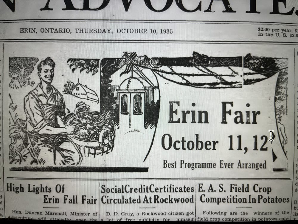 Agricultural society staged inaugural Erin Fall Fair in 1950 post image