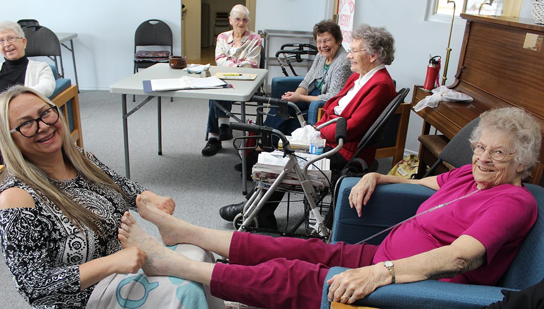 Reflexology demonstrated for Clifford Merry Makers