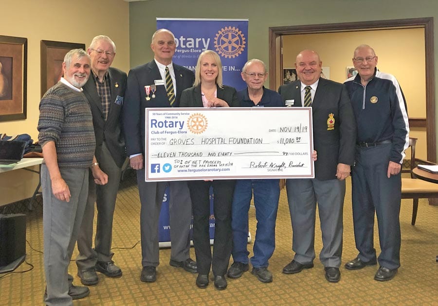 Rotary Club of Fergus-Elora presents cheque to Groves Hospital Foundation