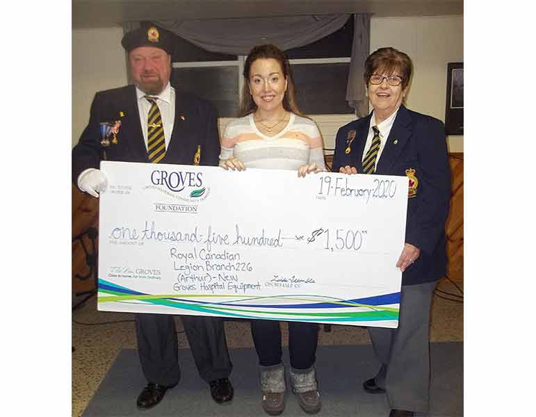 Arthur Legion makes donation to Groves Hospital Foundation