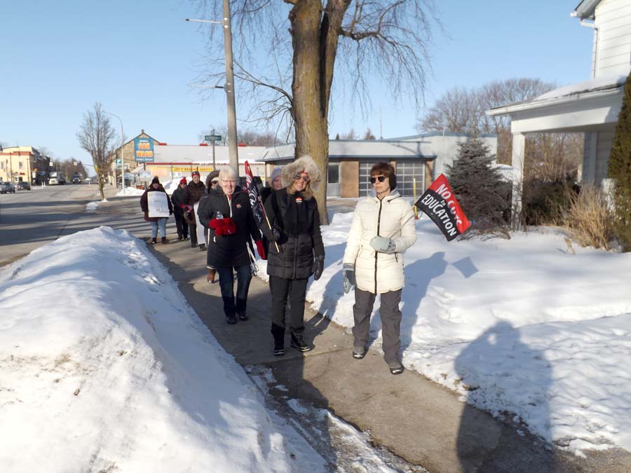 Education workers were picketing in Palmerston on Feb. 21