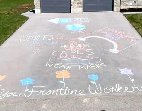 Sidewalk chalk salute to frontline workers a success