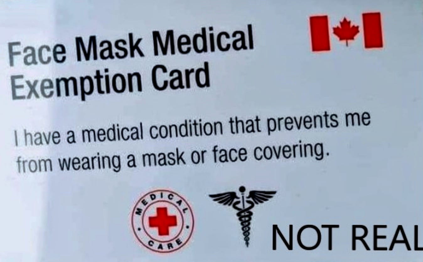 Public health warns of fake cards claiming exemptions from mask order