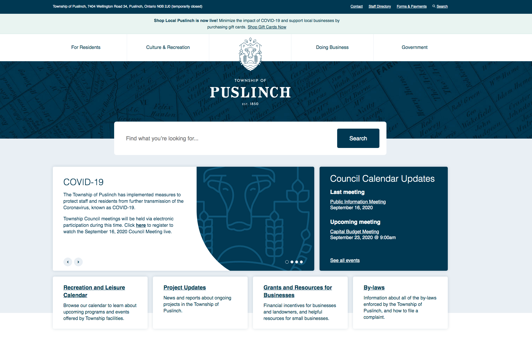 Puslinch Township unveils new website