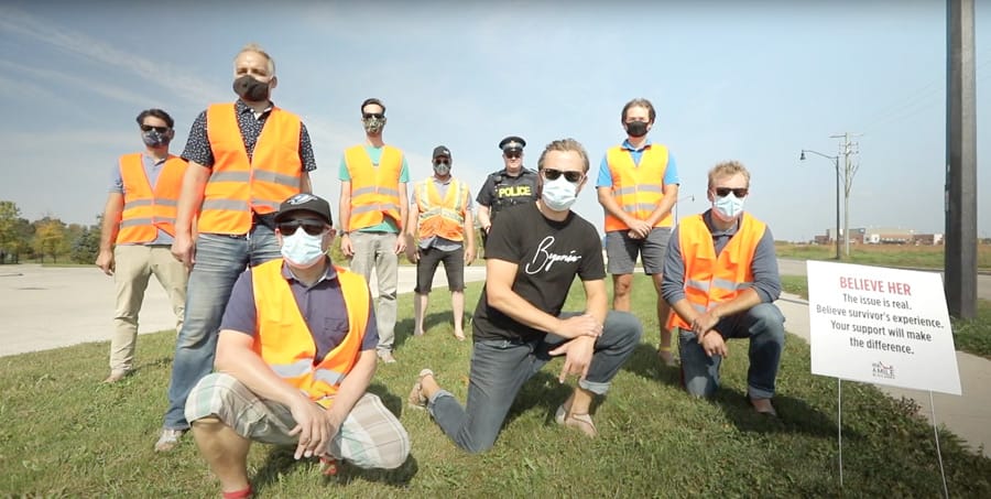 Men and allies from Guelph Wellington Walk a Mile in Her Shoes to combat gender-based violence