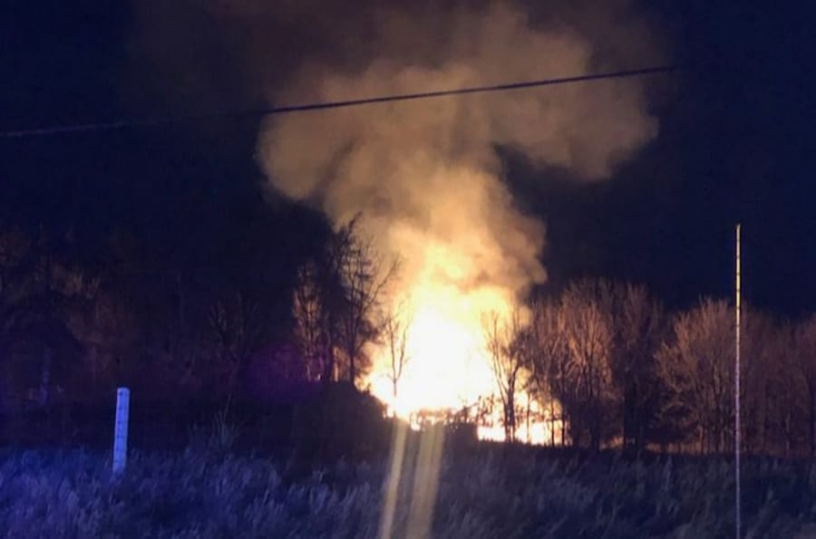 Barn destroyed by fire on Highway 6 near Guelph