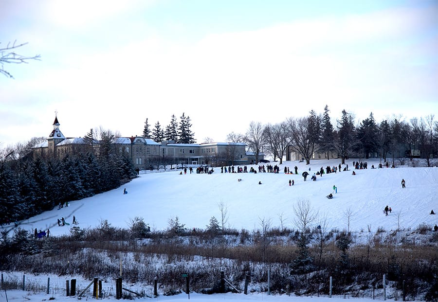 Families enjoyed tobogganing at the Wellington County Museum and Archives
