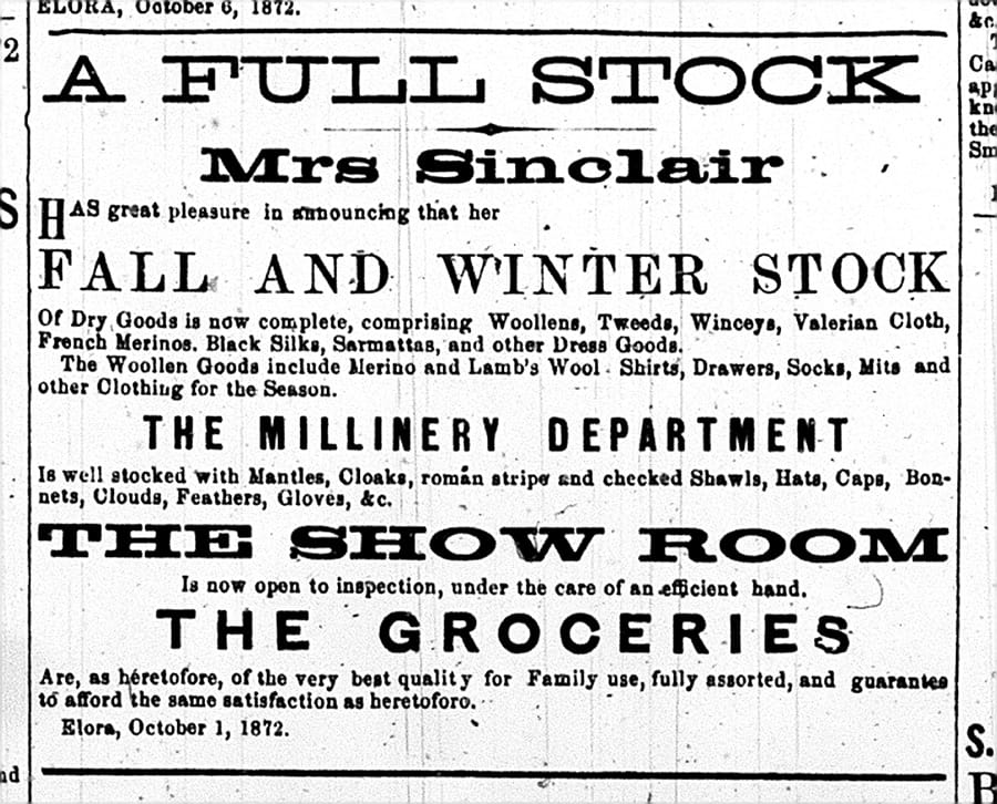 Isabella Sinclair was Elora’s first businesswoman