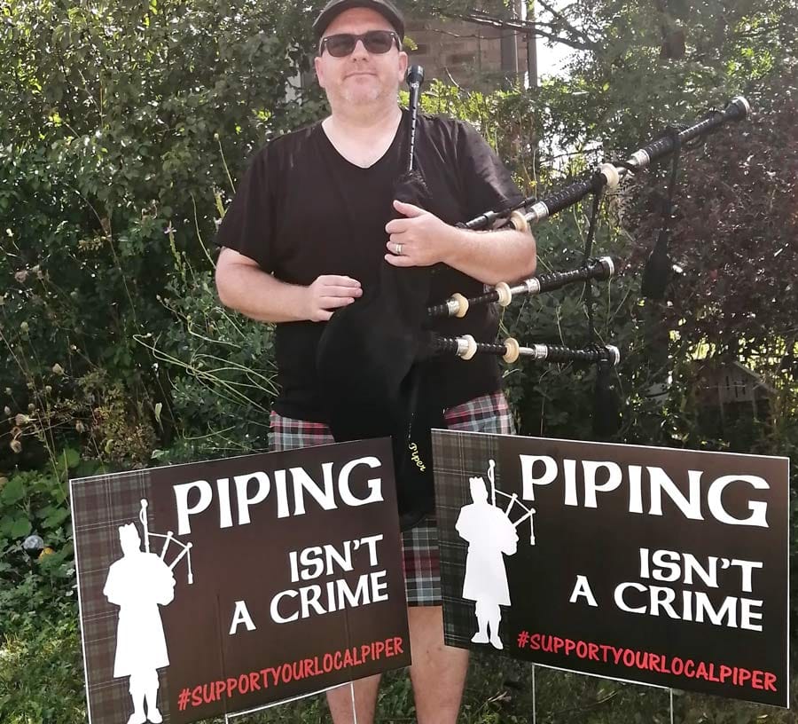 Local piper addresses noise complaints with sign campaign