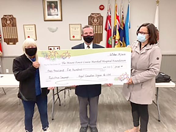Mount Forest Legion donates Catch the Ace cash to hospital, Patriots