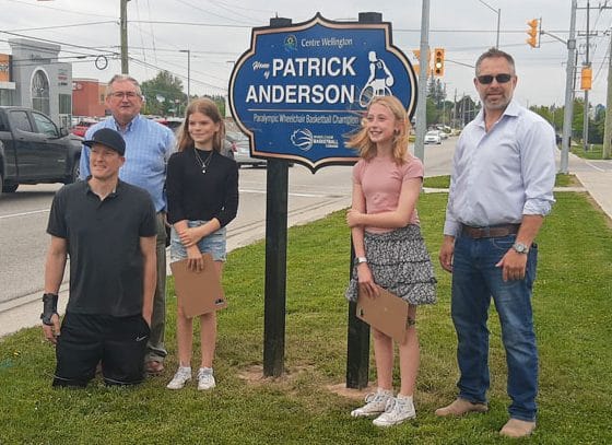 Wheelchair basketball star Patrick Anderson honoured with a sign in his hometown