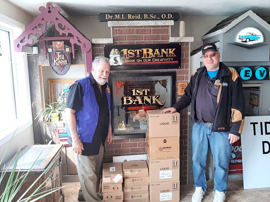 Clifford Rotarians helping to distribute excess PPE