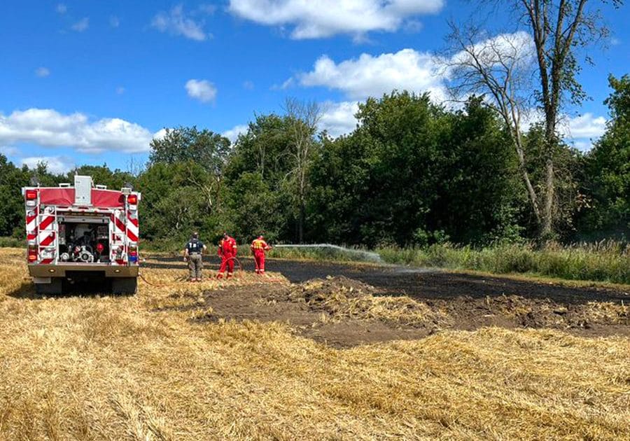 Fergus firefighters respond to grass fire on 5th Line