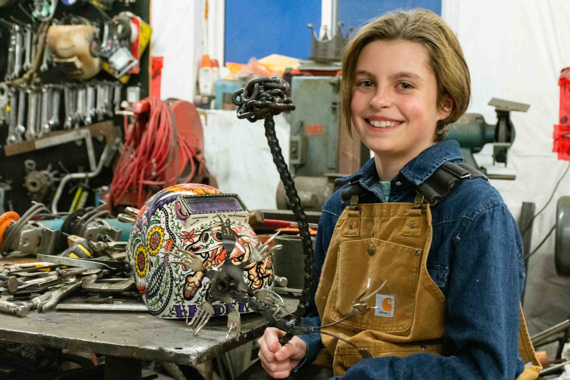 Erin girl makes sparks fly for school project