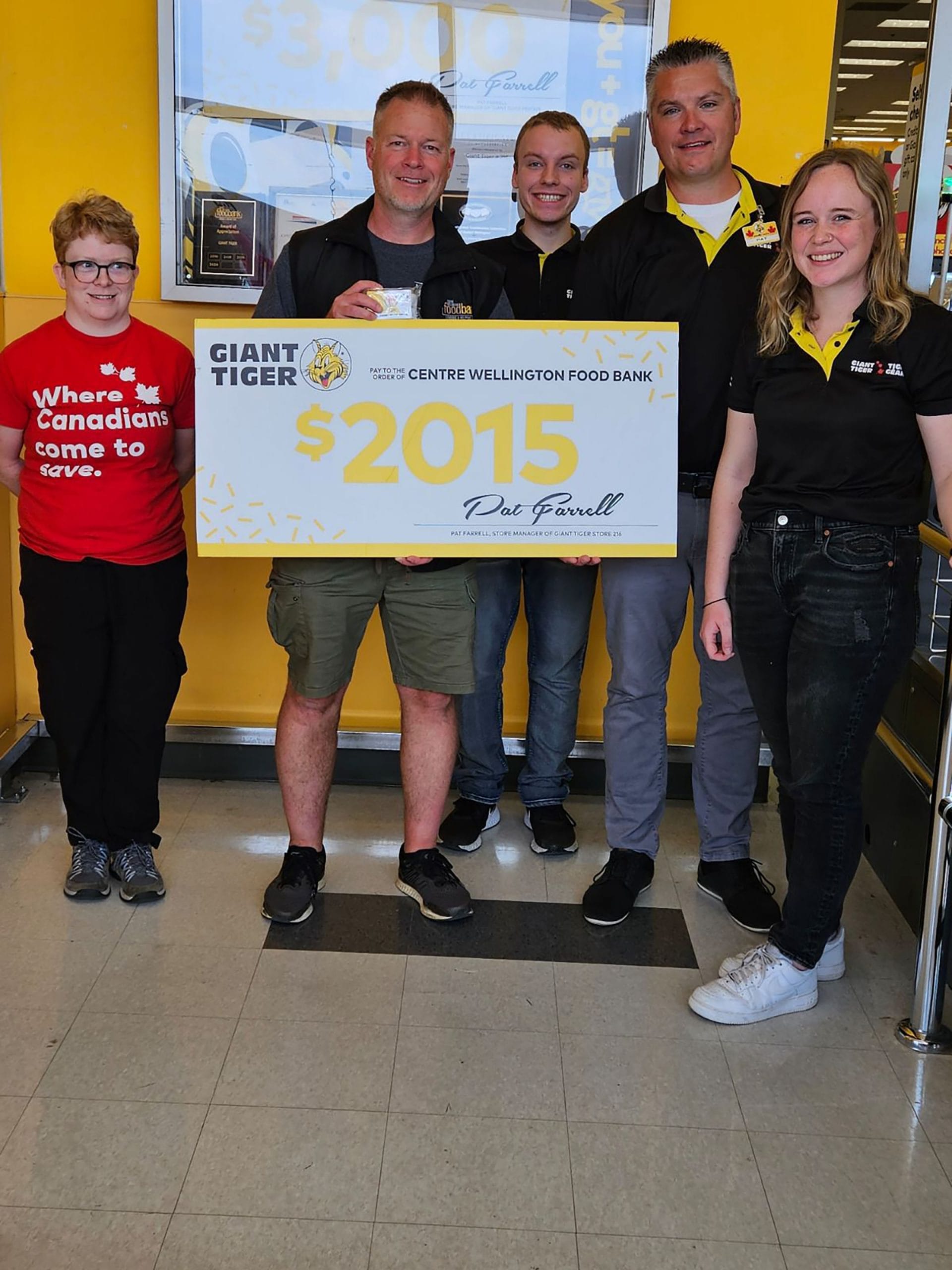 Giant Tiger raises over $2000 for Centre Wellington Food Bank