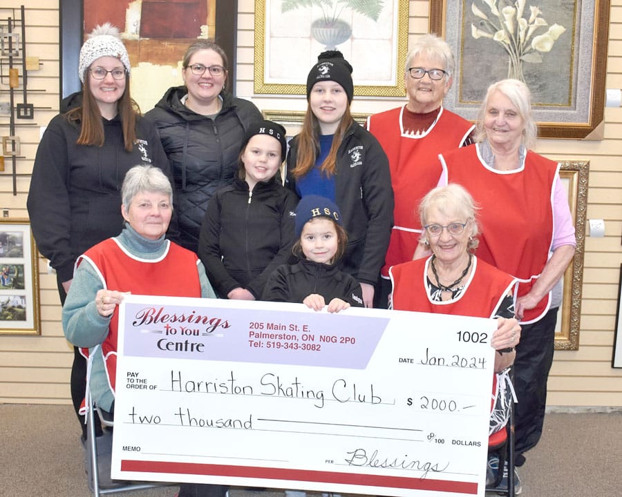 Blessings to You Centre presents $2000 cheque to Harriston Skating Club