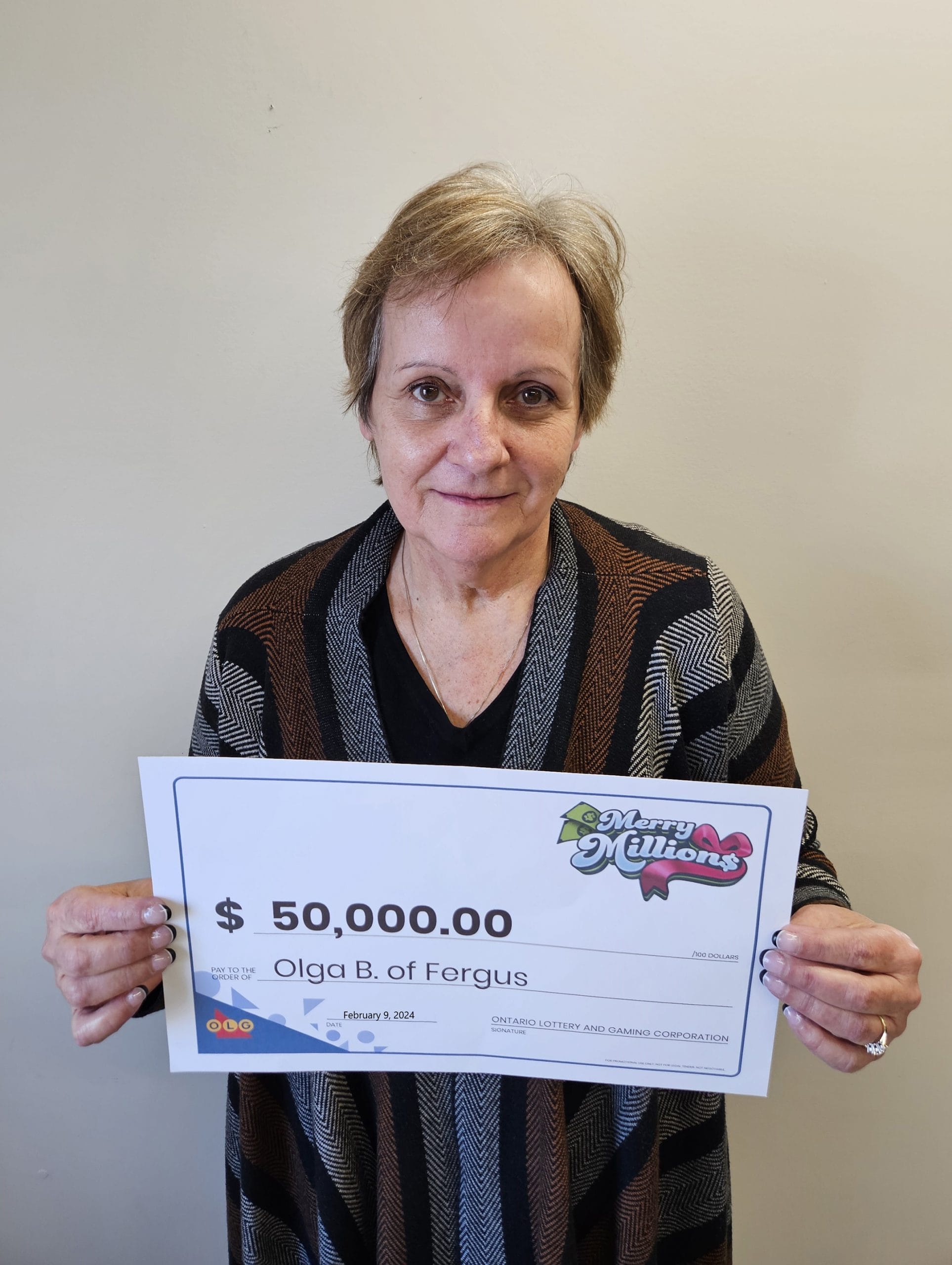 Fergus woman wins $50,000 in OLG game