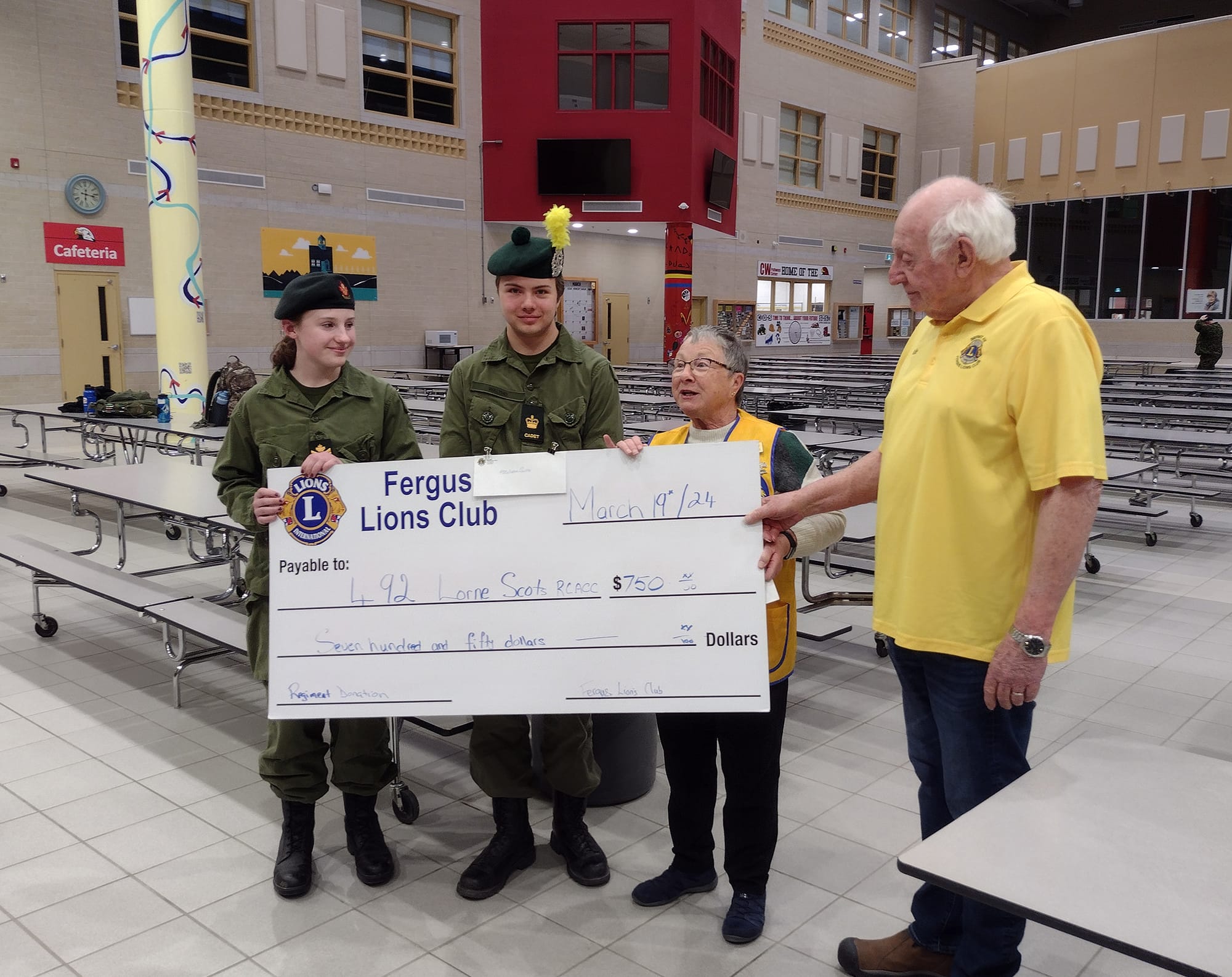 Fergus Lions donate to 492 Lorne Scots Air Cadets