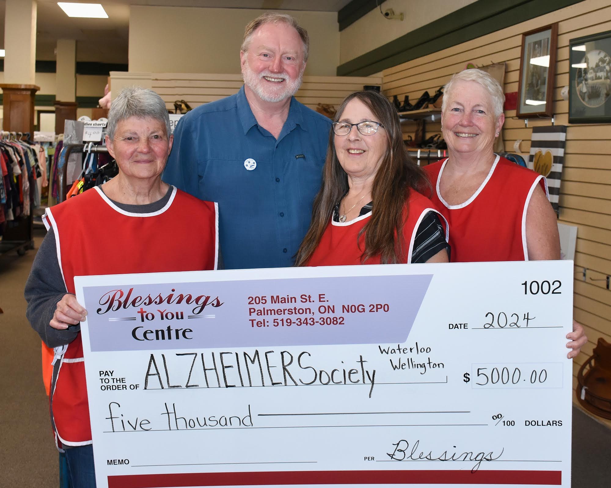 Blessings to You Centre donates $5,000 to the Alzheimer Society