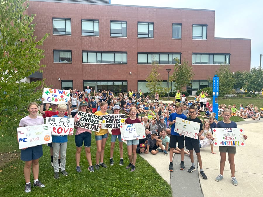 Maranatha Christian School students walk for Groves Memorial Community Hospital