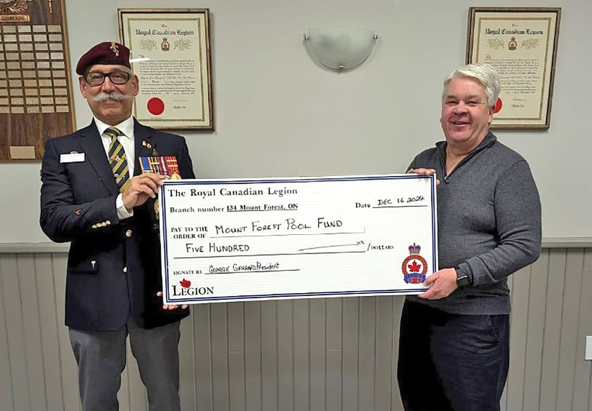 Mount Forest Legion pledges $2,500 towards new pool