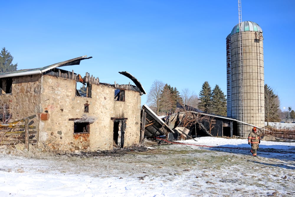 Fire destroys barn on 4th Line in Centre Wellington