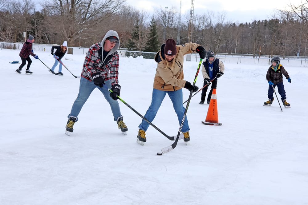 Hockey fun on outdoor rink at Elora arena