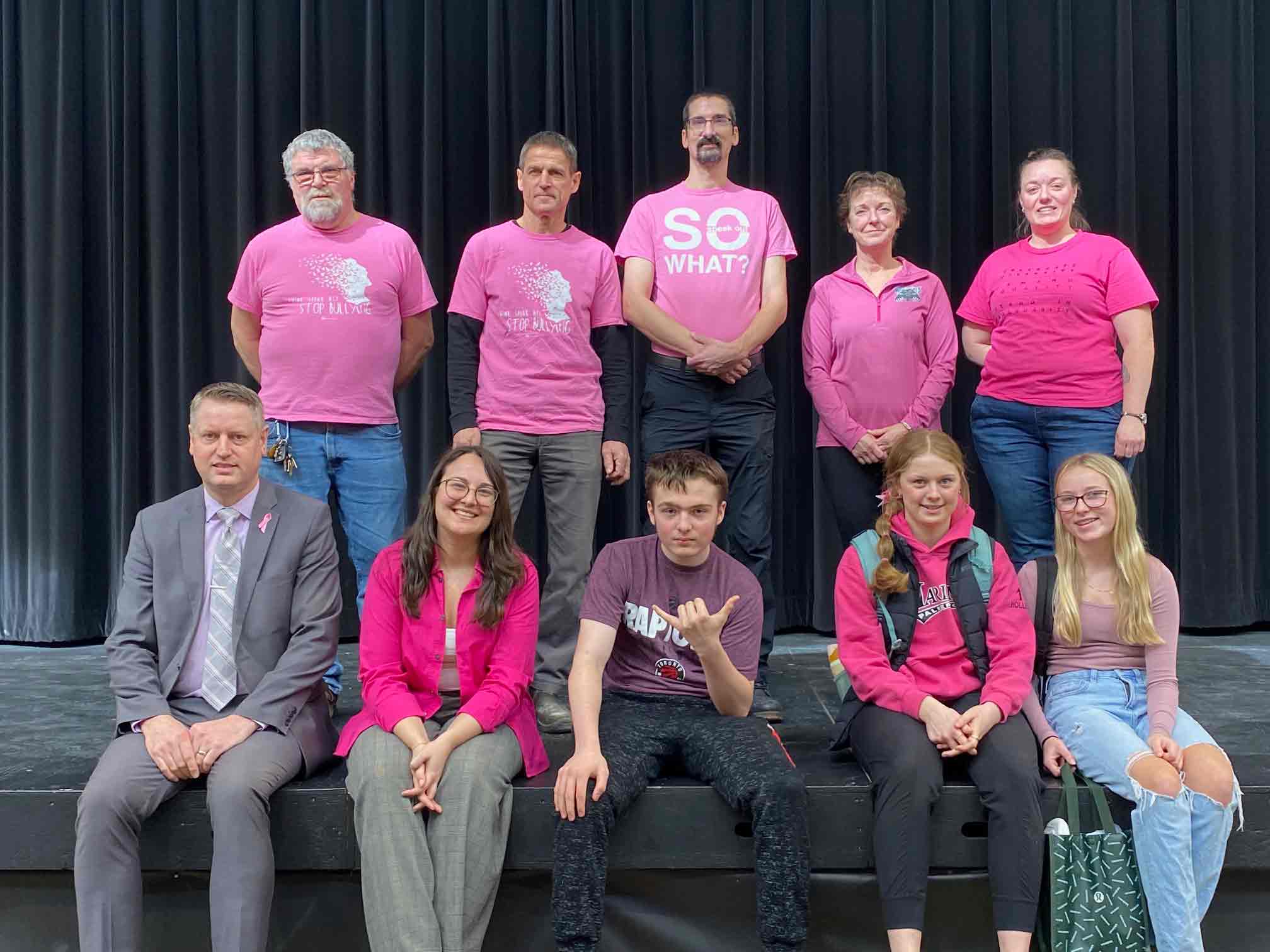 Students, staff stand against bullying on Pink Shirt Day