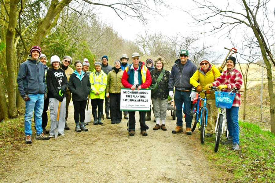 Neighbourwoods volunteers plant trees along Trestle Bridge Trail
