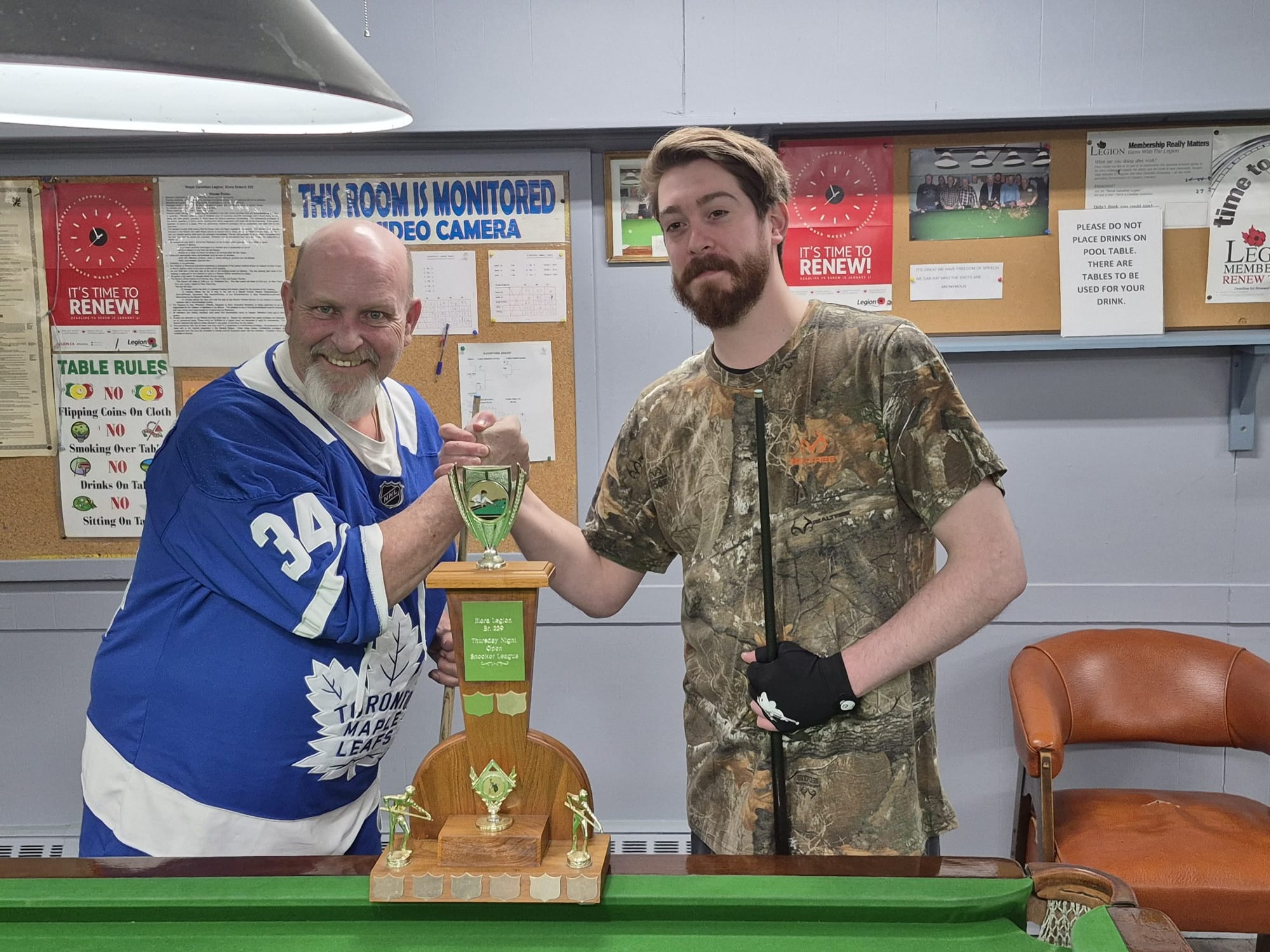 Elora Legion Branch 229 open snooker league champions