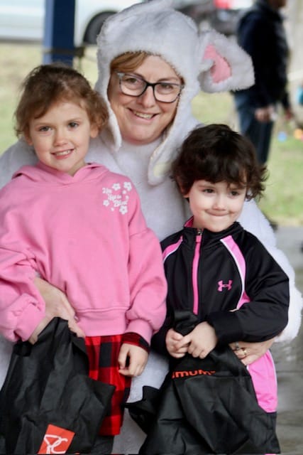 Easter bunny visits the Minto Optimist Easter Egg Hunt