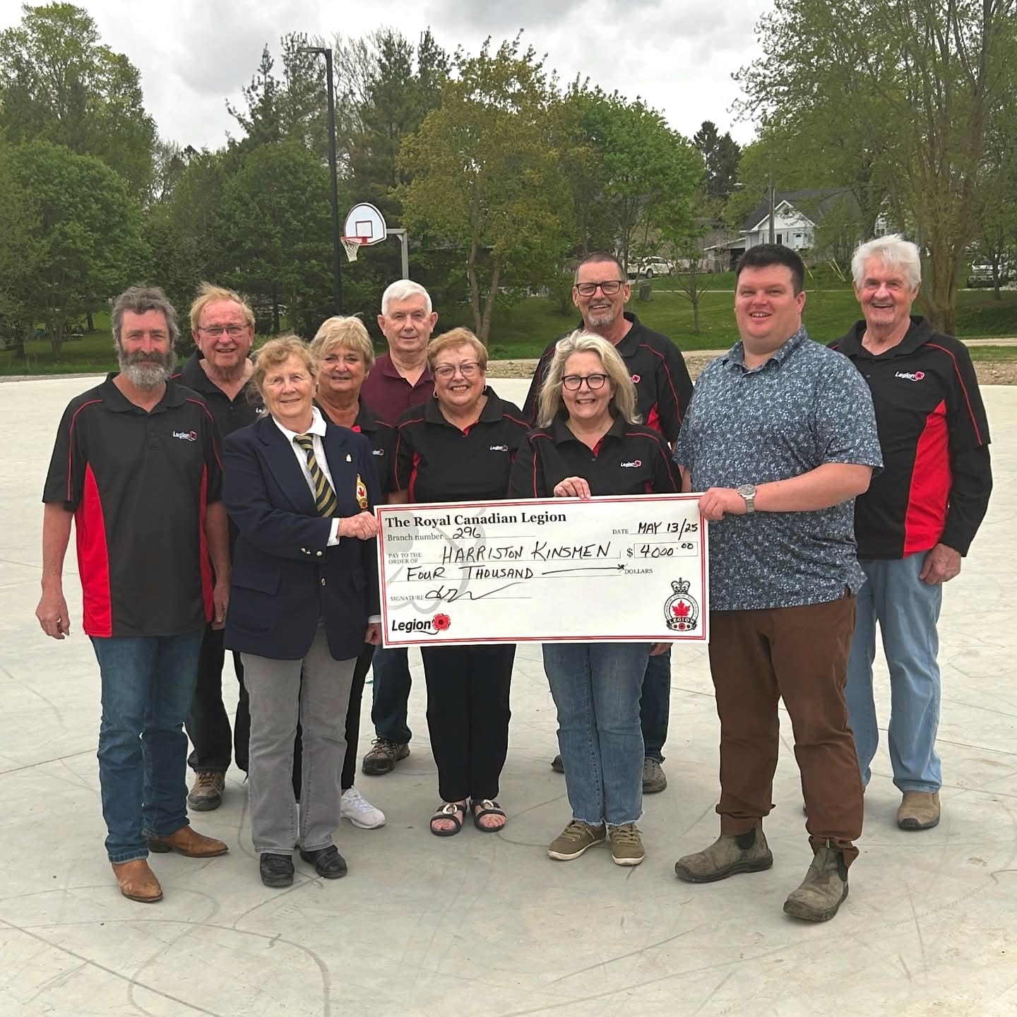 Harriston Legion donates $4,000 to sports pad
